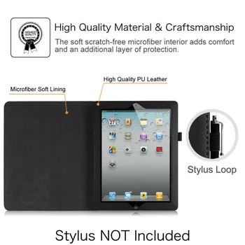Калъф за iPad 2 3 4,изкуствена кожа Smart Cover Folio Case поставка с автоматична функция сън/събуждане калъф за iPad 2 3 4 A1395 A1416 A1430