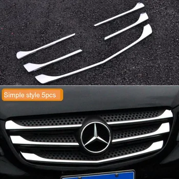 Капакът на каросерията на автомобила защитете детектор ABS хромирани елементи на предната решетка решетка за Mercedes Benz Vito W447 2018 2019 стикер