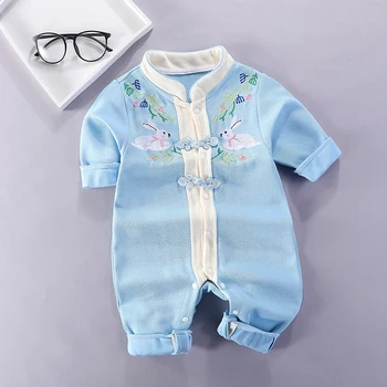 Китайски стил новородено дете, момиче, момче пролетно облекло облекло гащеризон за бебета, бебешки дрехи гащеризон Гащеризон бебе гащеризон