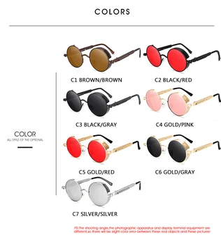 Класически готически steampunk слънчеви очила слънчеви очила за Мъже, Жени марка дизайнер старомодни кръгли очила на Мода шофиране Goggle UV400