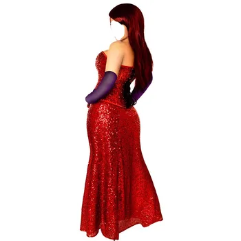 Кой натопи заека Роджър Джесика Заек cosplay костюм с червена рокля топ пола с ръкавици безплатна доставка