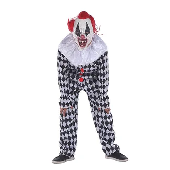 Костюм на клоун ромбический клоун възрастен на карнавалните костюми на Хелоуин cosplay увеселителен парк, черно-бял унисекс тела и тела