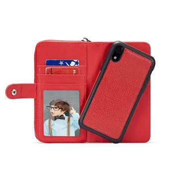 Луксозен magnetic flip кожен калъф за чантата с цип за iPhone 11 Pro Max 5s 6 6S 7 8 Plus X XR XS Max отделна чанта на кутията на телефона