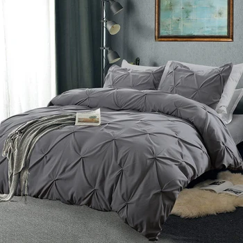 Луксозен комплект постелки от египетски памук Nordic Щипка плиссированное спално бельо двоен чаршаф и калъфка за възглавница 3 бр. без кърпи Queen Bed Sets