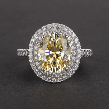 Луксозни S925 сребро Овалния Кристал Циркон пръстени за жени, високо качество на годежни пръстени пламнал австрийски кристал, бижута