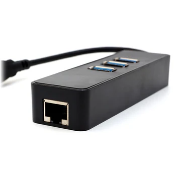 Мини дизайн 3 порта USB 3.0+ 1 Gigabit Ethernet мрежова карта, USB 3.0 + 1 Gbit RJ-45 LAN Port Combo кабел-адаптер