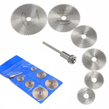 Мини диск HSS триони набор от ножове 7шт за метал дърво пластмаса режещи колела дискове въртящи се инструменти, аксесоари режещи дискове Пильные дискове
