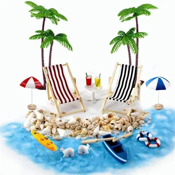 Мини изкуствен плажен стол лятна мивка плажен стил мини бижу микро страхотна градина миниатюрни направи си САМ украса на блокове