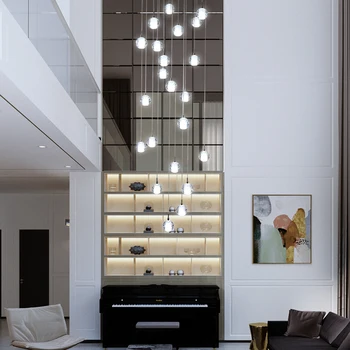 Модерен проста стъклена топка led полилей закрит вила хол стълба за осветление лобито на хотела клуб декор висящи лампи