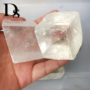 Натурален 200 гр-голям е размерът на Бял калцит оптичен Crystal квадратен Icelannd Spar Rock кристални целебната енергия минерали проба