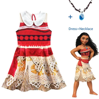 Нов Vaiana Moana Princess cosplay костюм за деца обличам костюм с огърлица за Хелоуин костюми за деца подаръци за момичета