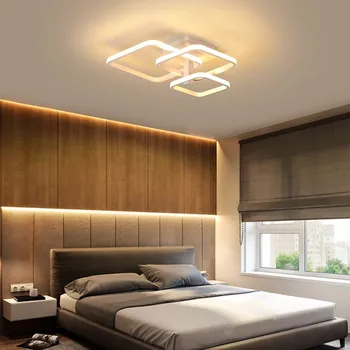 Нова led тавана лампа за дневна трапезария спалня Dimmable With Remote White Coffee Frame Lighting Fixture Lamparas De Techo