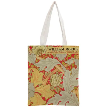 Обичай William Morris Tote Bag Множество Чанта На Жената На Рамото Сгъваеми Памучни Холщовые Пазарски Чанти