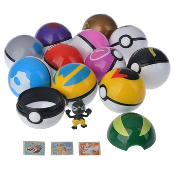 Оригинален TAKARA ТОМИ 12 бр./компл. Pokemon Pokeball Pop-it Elf Ball With 2.5 Cm Pikachu Action Figure Game Toys For Boys Gift