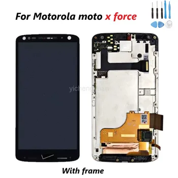 Оригиналът е за Motorola Moto X Force LCD дисплей XT1580 екран със сензорен екран дигитайзер в събирането с рамка AMOLED Burn-Shadow
