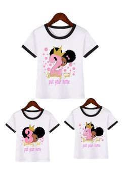 Подарък за рожден ден на момиче тениска стаи малък меланин черно принцеса печат Детски тениски деца топ момичета дрехи тениски по поръчка