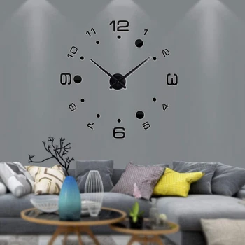 Подобряване! 3D без рамки стенни часовници етикети САМ стенни декорации стенни часовници за спални хол домашен интериор