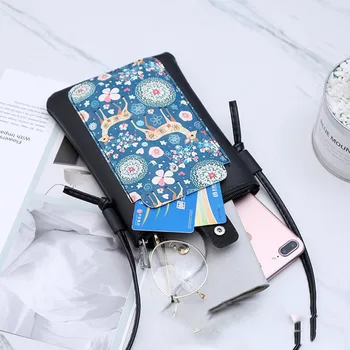 Полезна мода 3D cartoon печат портфейл чанта за мобилен телефон дами чанта Call Phone чанти карикатура сладък печат на малък портфейл