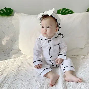 Продажба на едро 0-24 м новородено гащеризон Детски дрехи пролет дете костюм момчета момичета твърди дълги домашно облекло, комбинезони чист памук пижами