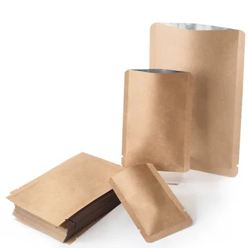 Продажба на едро 100 бр. кафяв / бял Open Top Bag Resealable Snack Powder шоколадова опаковка подарък за сватба Самоуплотняющаяся фолио чанта
