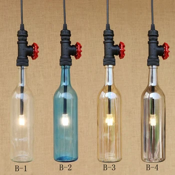 Промишлени лампи стари стъклени бутилки сянка окачен лампа за вътрешно осветление G4 люминер окачване led лампа за хранене-бар