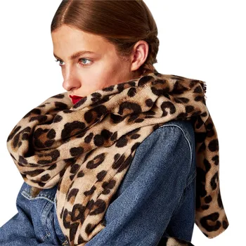 Размер голям вълнен шал на жената зима е топло леопардовая печатна Шал с дълги меки шалове и тайна основната основата на #RN