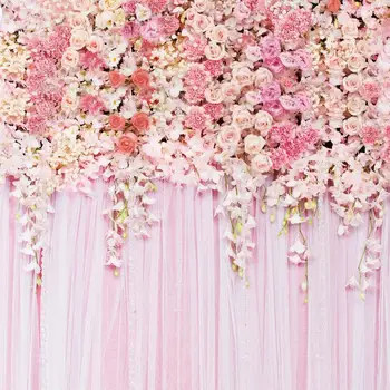 Романтична Наклон На Розови Цветя На Стената На Партията Фонове Плакати Сватба Децата Рожден Ден Украси Снимки На Фона Подпори