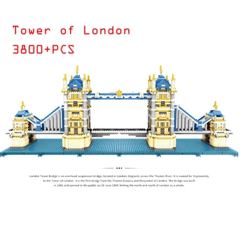 Световно известната архитектура Тауър бридж в Лондон строителни блокове събират микрочастици, забавни играчки, подаръци за деца