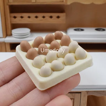 Симпатично мини 1 тава 16шт яйце 1/12 мащаб куклена къща миниатюрни хранителни аксесоари Play Кухня Mini Food OB11 BJD играчка