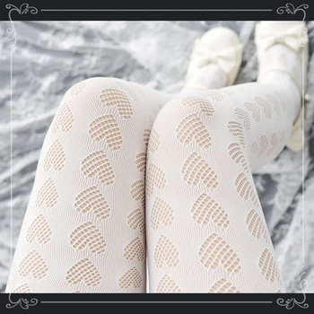 Сладко японски Лолита момичета обичат кухи копринени чорапи Harajuku дамски секси мрежести чорапогащи летни пънк чорапи, тънки, тесни cosplay