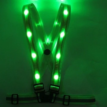 Спорт на открито трайно качество флуоресцентно зелено USB зареждане led ленти отразяваща жилетка защитно облекло