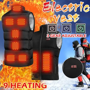Топъл жилетка Chaleco Calefactable Mujer външна топло облекло конна езда, каране на ски, Риболов USB зареждане чрез 9 двоен контрол отопляем палто q5