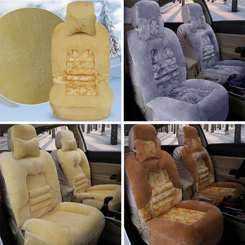 Топъл калъф столче за кола универсална зимни плюшен възглавница изкуствена кожа материал за протектора столче за кола мат аксесоари за интериора на колата плюш C
