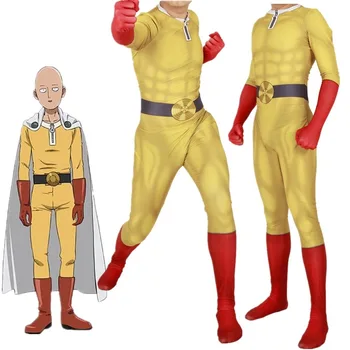 Търговия на едро с японски аниме Adult Kids Аниме ONE PUNCH-MAN Cosplay Costume Saitama Zentai Bodysuit Battle Suit тела за подаръци