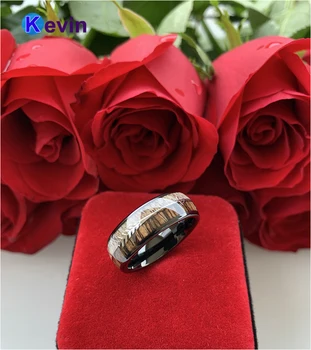 Уважаеми Antler Ring Men Women Tungsten Black Ring With Zebra Wood Antler Arrows Inlay 8MM Comfort Fit