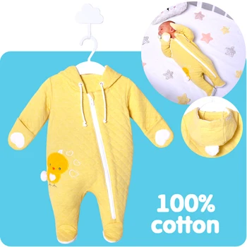 Цитрусови плодове Пролет памук Детски тела жълто пиле Кэттон дрехи за момчета момиче облекло цип, с качулка на новородено Детски тела