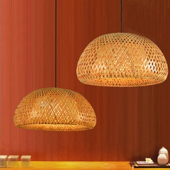 японската лампа татами дървена ротанговый лампа висящи лампи бар с трапезария и кухня блясък окачване ракита, бамбук подвесная лампа