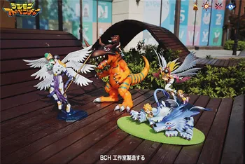 Японски дигимон връчва подарък за рожден ден аниме играчка тираннозавру Рексу