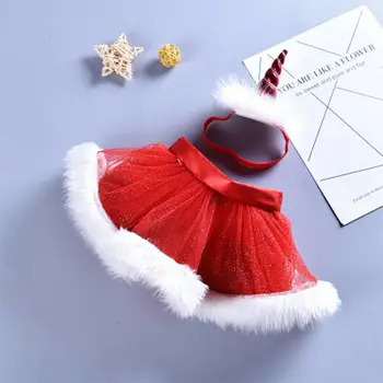 0-8Y Коледа бебе Baby Girl поли лента за глава Коледен фестивал на поличка от дантела кожени поли облекло облекло е костюм по 2 елемента