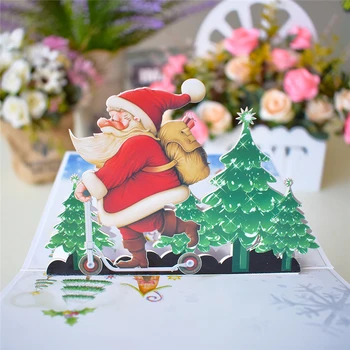 10 x коледни картички Дядо Коледа изскачащи празнични картички с плик коледни поздравителни картички на ръчно изработени подаръци