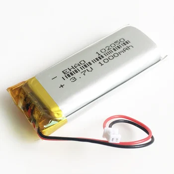 10 бр. 3.7 V 102050 1000 mah литиево-полимерна lipo батерия JST 1.25 мм 2pin щекер за KTV домакински кабелен микрофон, GPS
