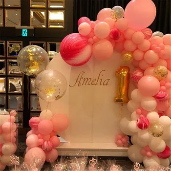 100 бр./компл. Направи си САМ розово тестени изделия балони венец комплект арка комплект Baby Shower булчински душ Сватба, Рожден Ден фон украса