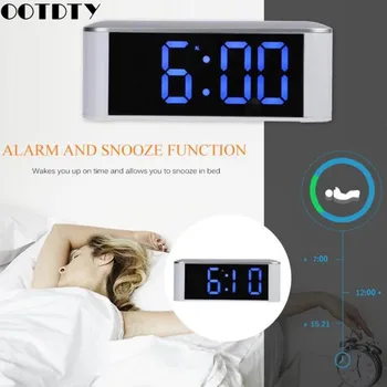 1бр LED digital alarm clock огледален дисплей повторение Настолни часовници вътрешен термометър