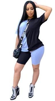 2 бр./компл. женски спортен костюм лоскутные върховете на къси панталони тренировочная облекло спортен костюм, мода лято облекло дамски ежедневни 2 бр 2020