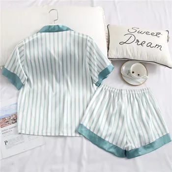 2 елемента пижами набор от интимно бельо 2021 Нова домашно облекло момичета спален костюм сатен ежедневни дамски риза и шорти, пижами пижами