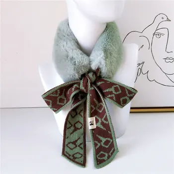 2020 нов Есен Зима Хаундстут мода на една кука вязаный шал Foulard Femme изкуствена кожа яка на врата топли шалове за жените