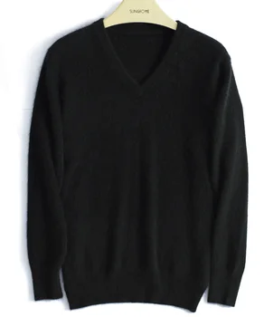 2020 нов реален норка вълнен пуловер мъже чист вълнен пуловер пуловери мъжки безплатна доставка, цена на едро S276