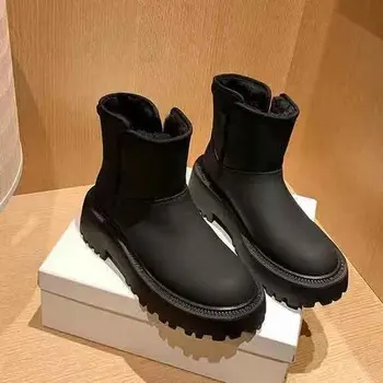 2020 нови дамски ботуши водоустойчив зимни обувки дамски обувки за ски платформа се затопли ботильоны с дебела кожа токчета Botas Mujer