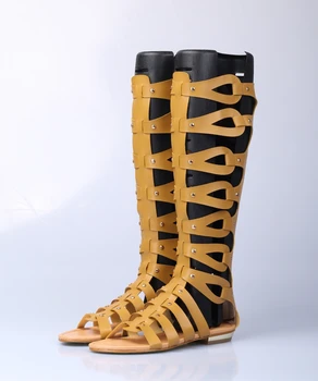 2020 римски гладиаторски бандажные Дамски сандали до коляното плоски сандали Botas Femininas Дамски обувки момичета летни кухи ботильоны