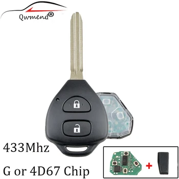 2BT Keyless Entry Remote Key Fob за Toyota Corolla RAV4 2006-2010 433 Mhz транспондер G или 4D67 чип допълнителен TOY43 Uncut Blade